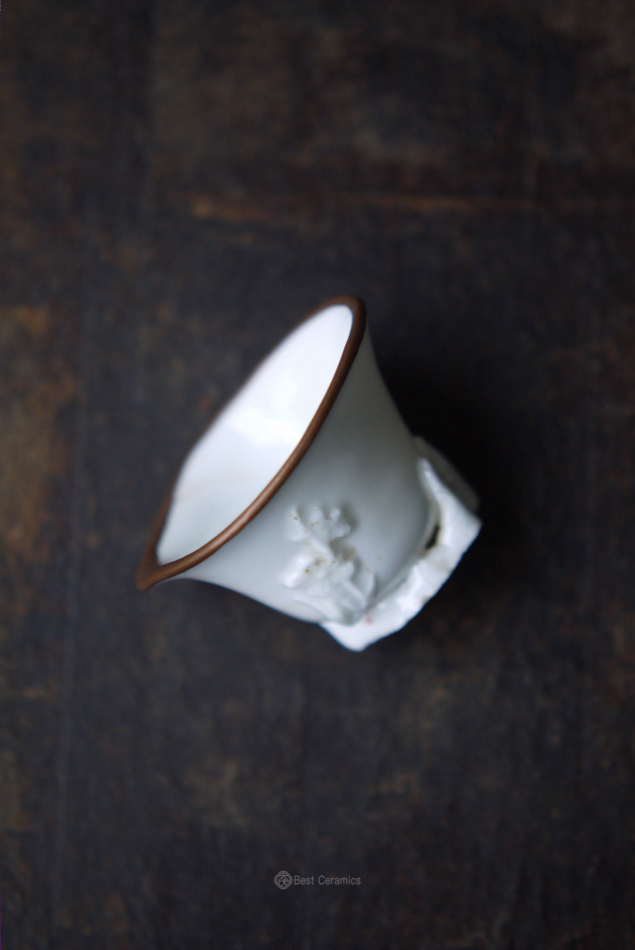 Antique Ming Dehua Plum Blossom Teacup With Copper Top of Rims|Best Ceramics