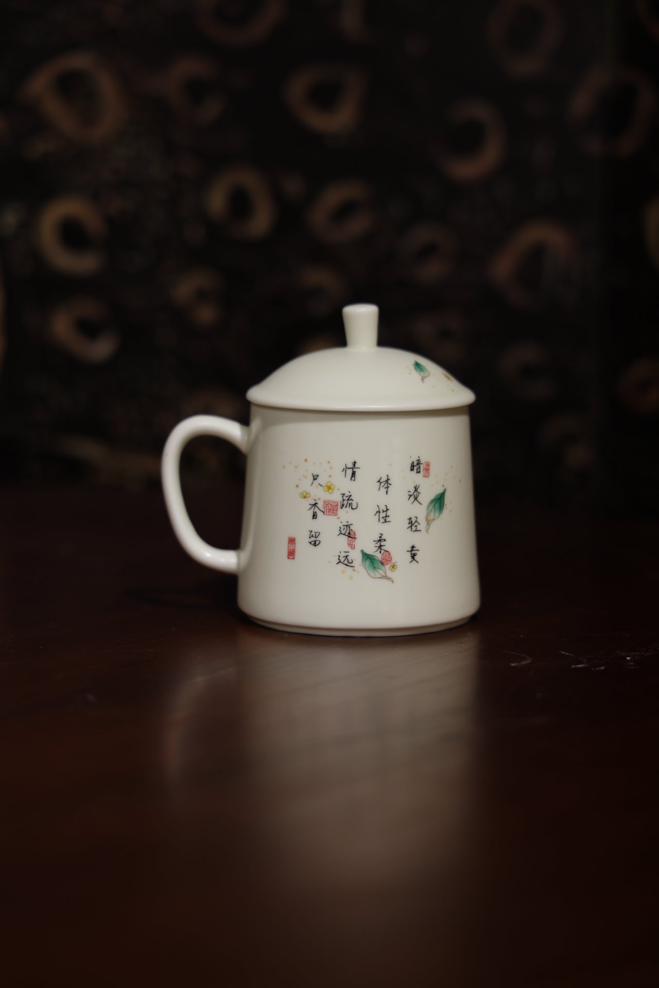 Cute Cat Porcelain Cup with Poetry Gold Accents Tea & Coffee Mug|Best Ceramics