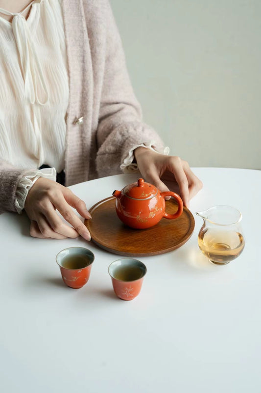 Dehua Rich Red Glaze Porcelain Teapot Traveling Teaset|Best Ceramics