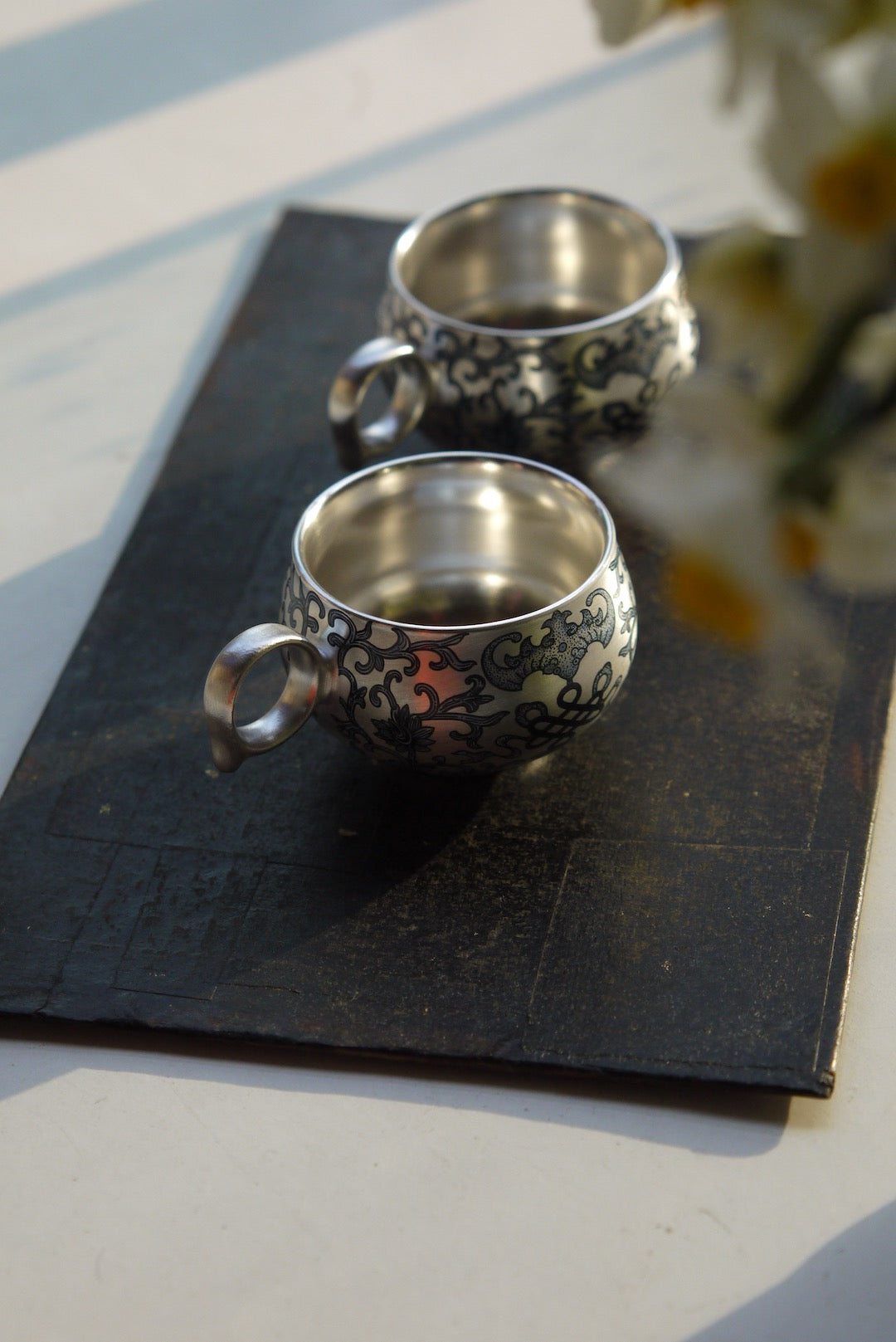 Vintage Style Qinghua Painting Silver Teacup Coffee Cup |Best Ceramics