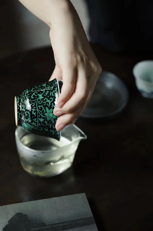 Handpainted Wood fired Gorgeous Black Gongfu Gaiwan Set|Best Ceramics