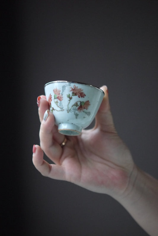 Wabi-sabi Style Ancient Teacup With Copper Rim Vintage Dehua Porcelain Cup BestCeramics