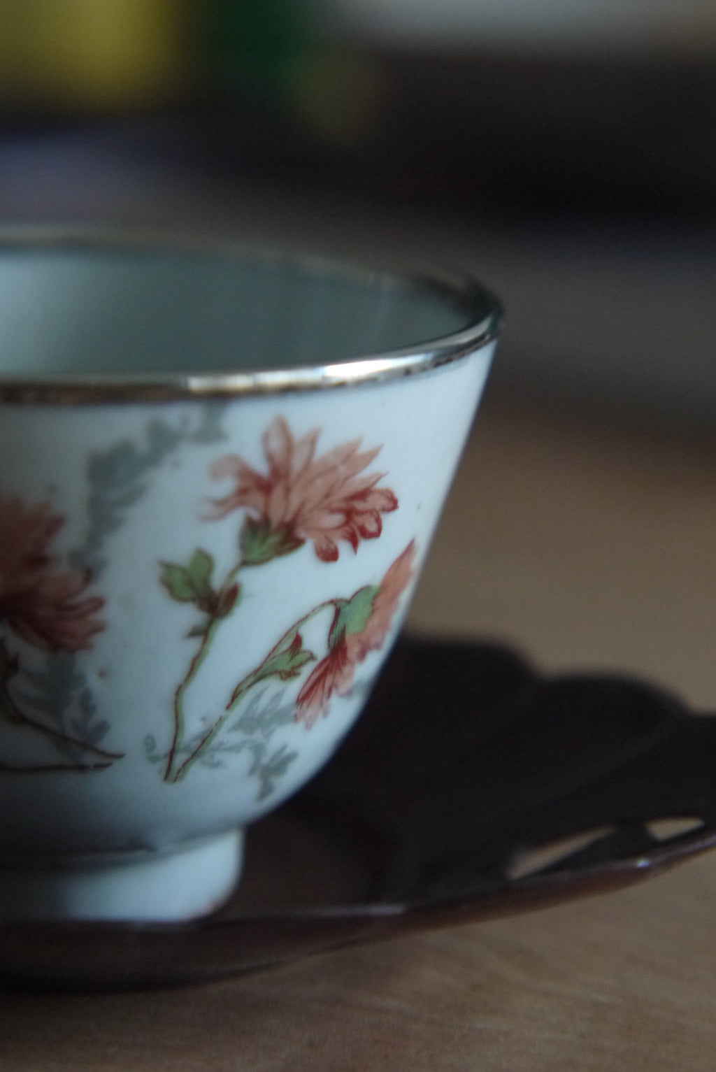 Wabi-sabi Style Ancient Teacup With Copper Rim Vintage Dehua Porcelain Cup BestCeramics