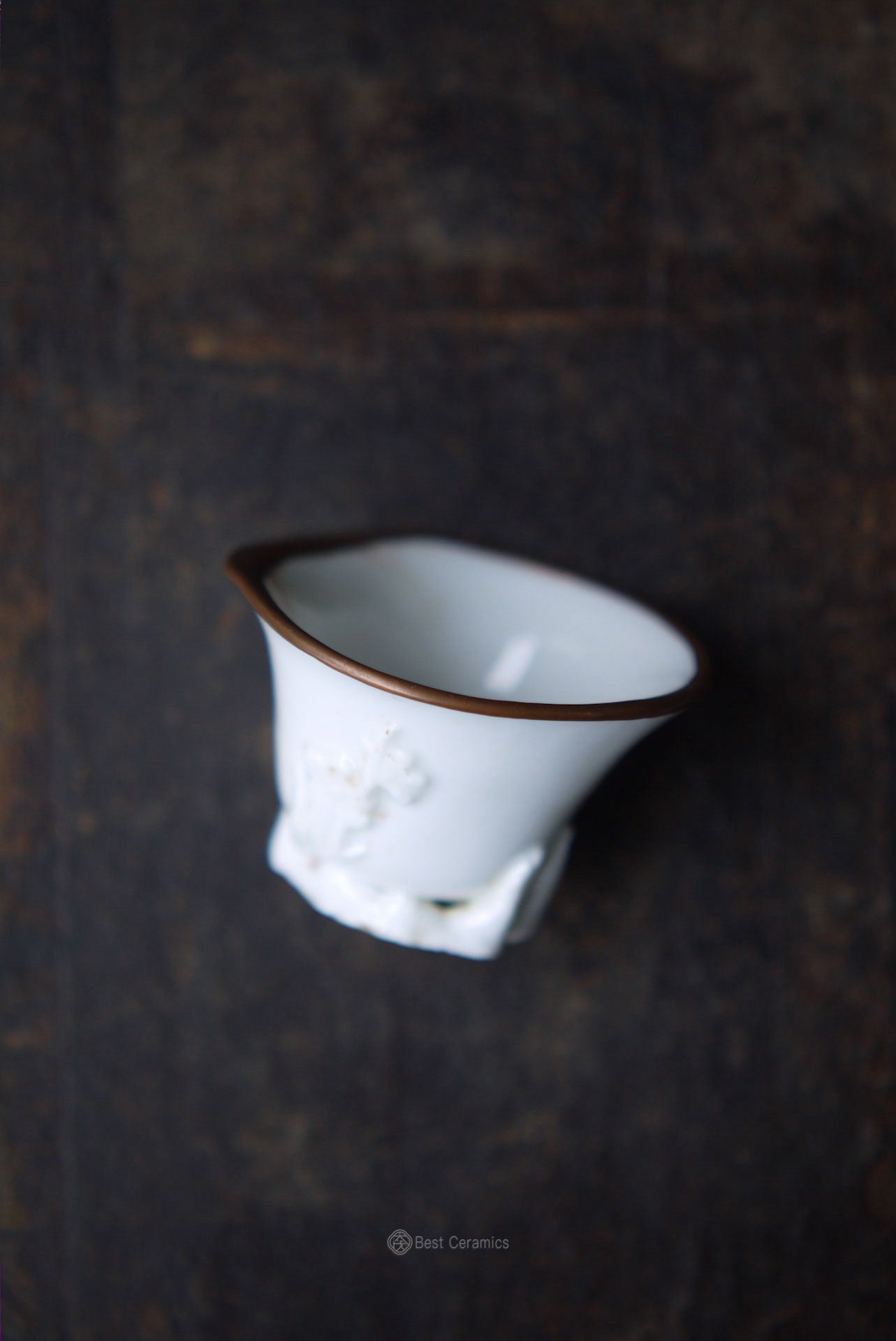 Antique Ming Dehua Plum Blossom Teacup With Copper Top of Rims|Best Ceramics