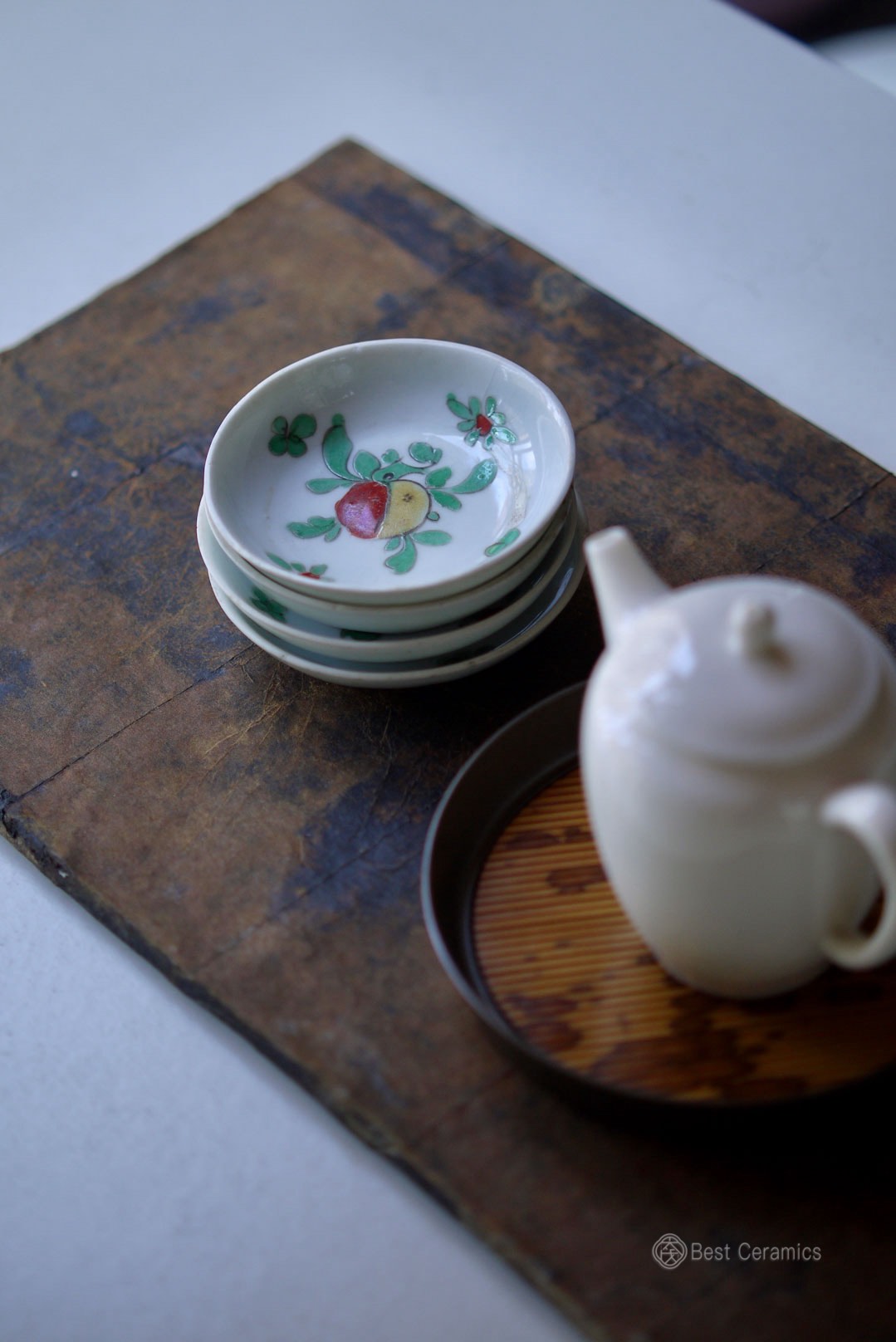 Vintage Dehua Famille Rose Tea Saucers