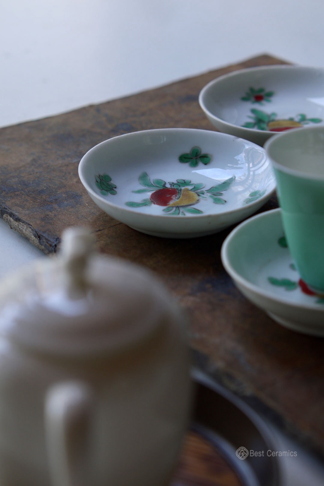 Vintage Dehua Famille Rose Tea Saucers