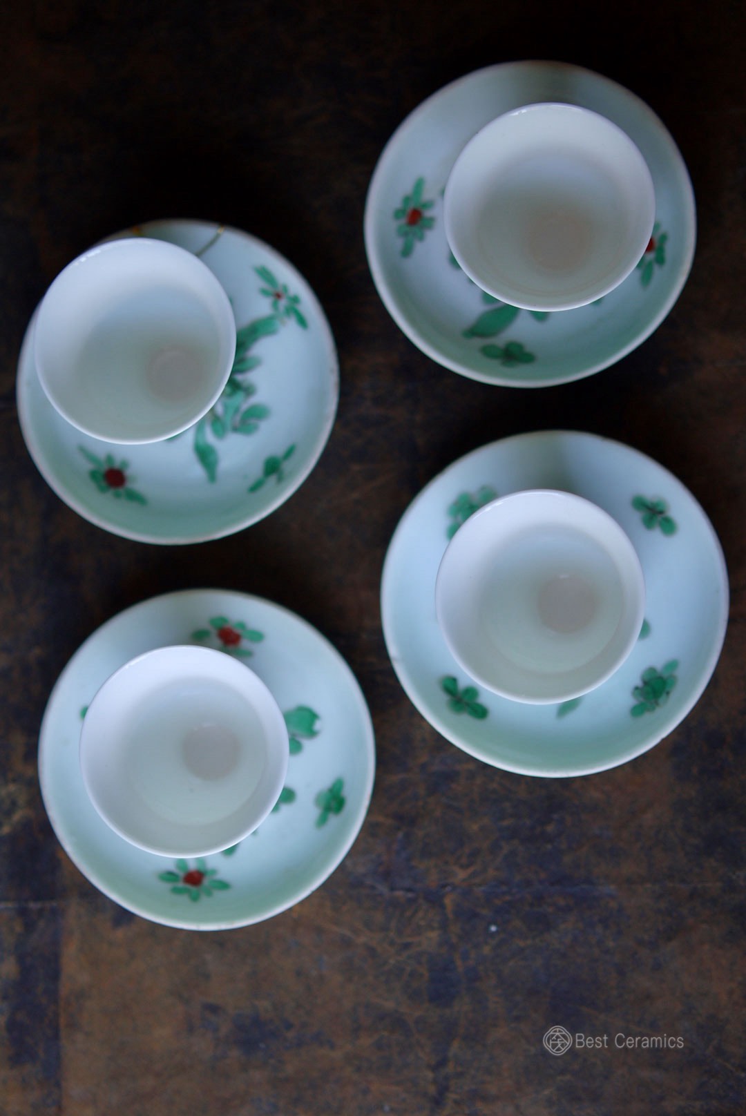 Vintage Dehua Famille Rose Tea Saucers