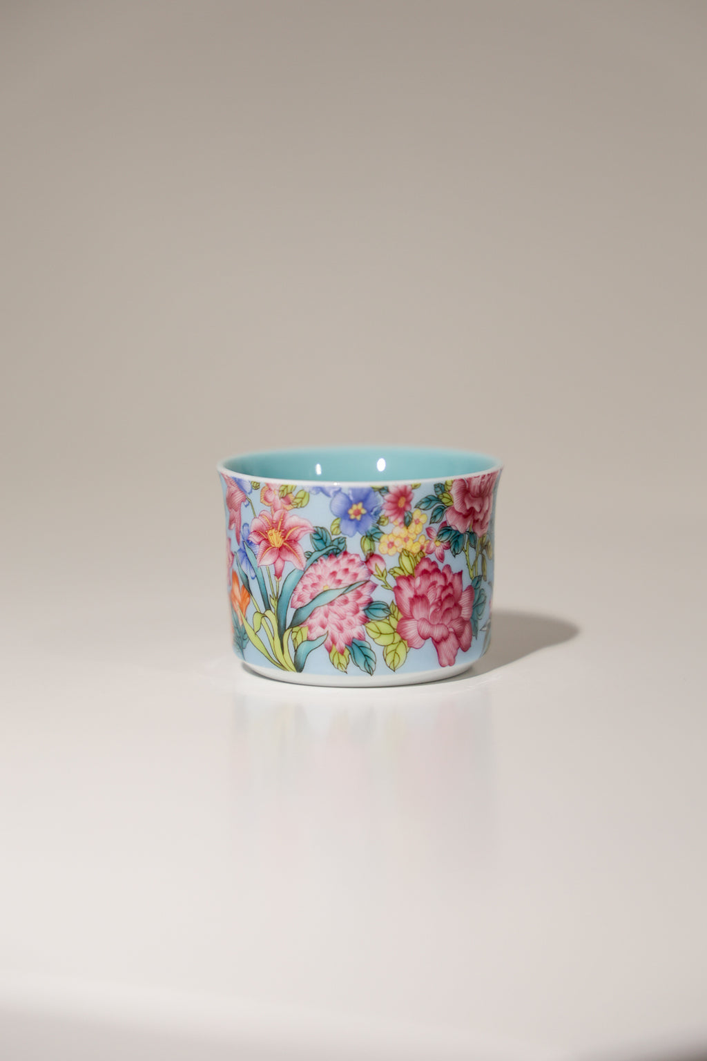 Six-Piece Hand-Painted Porcelain Teacup Set | Gilded Rim for Tea & Coffee