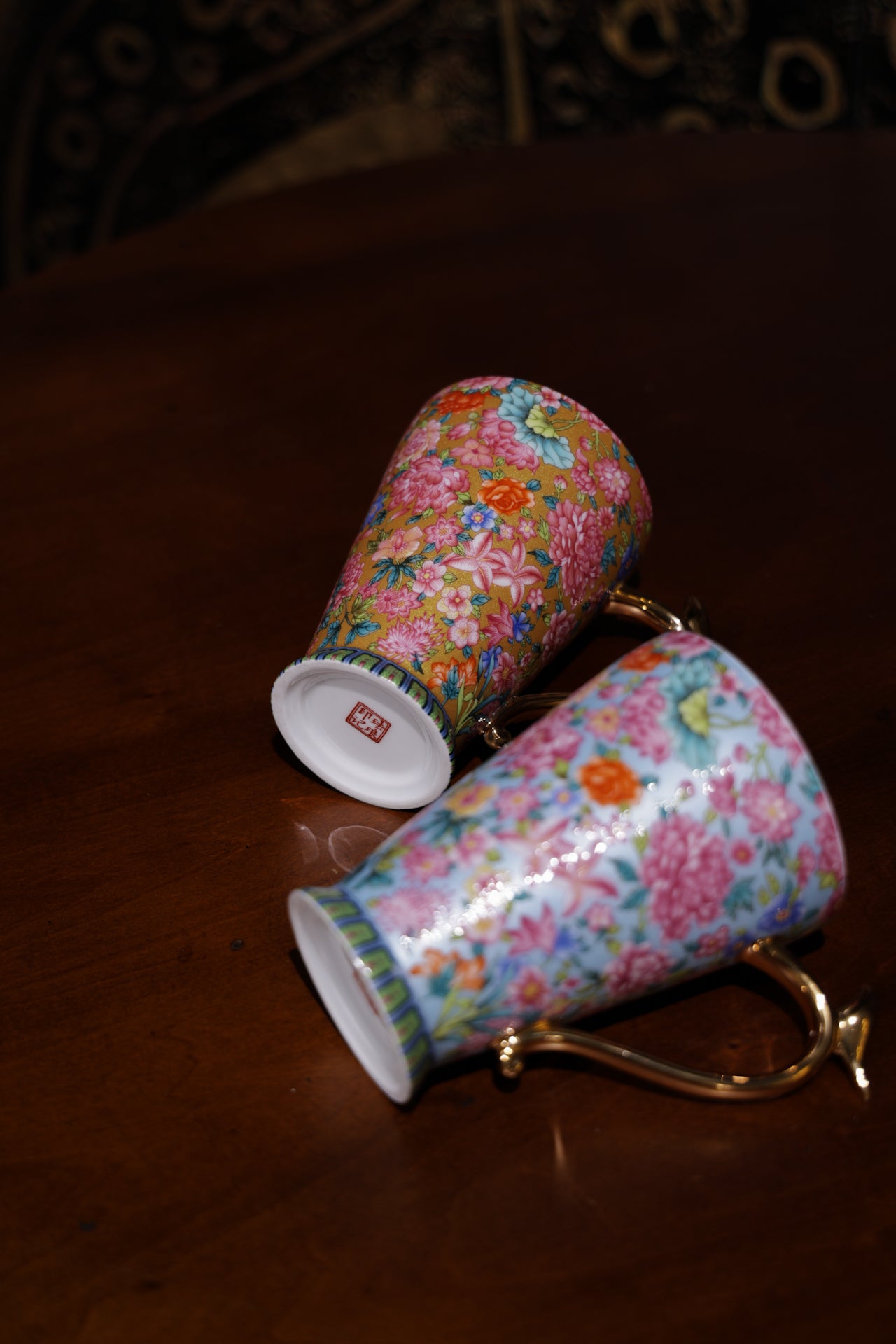 Luxury Floral  Porcelain Tea Cup with Gold Bird Handle-Best Ceramics