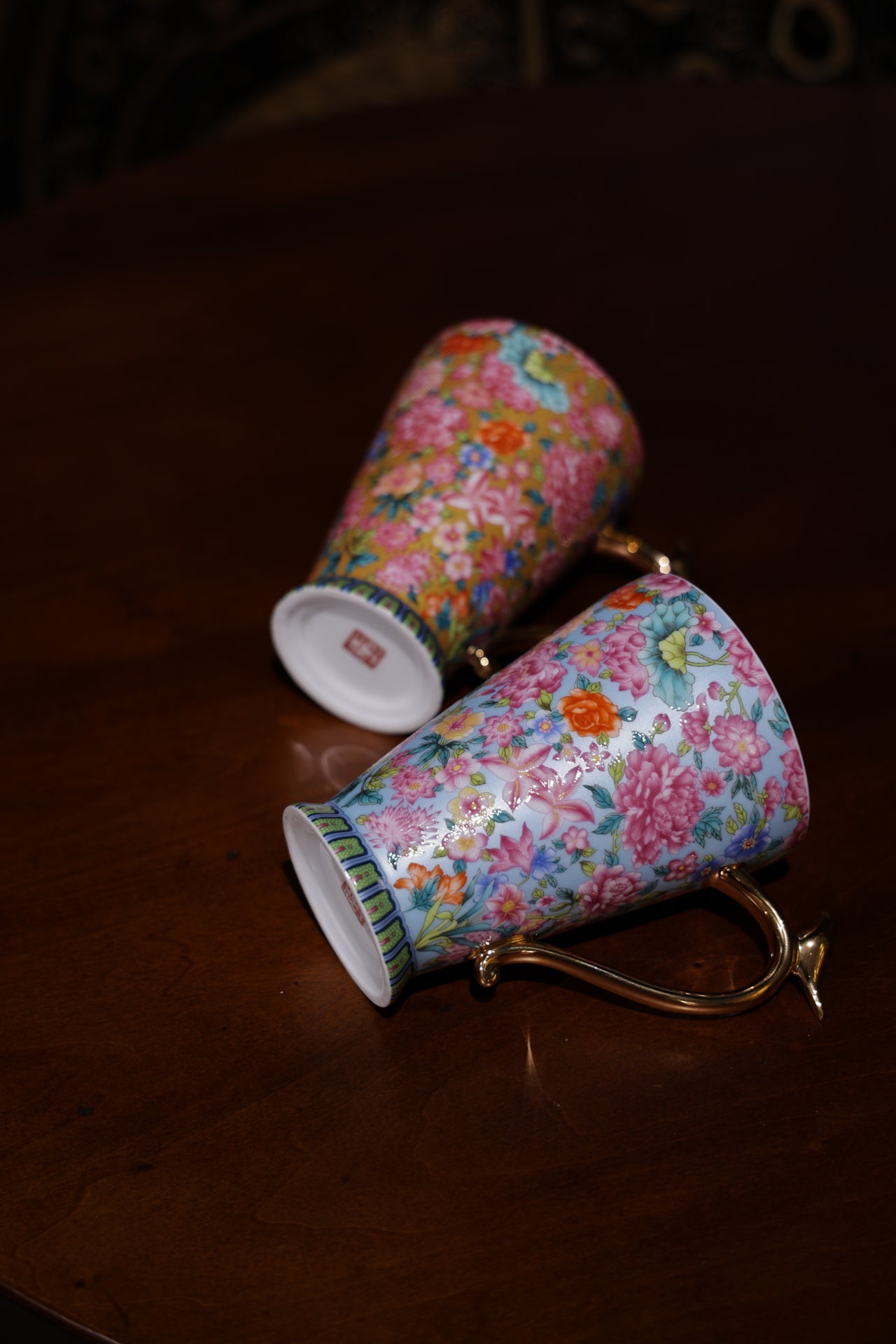 Luxury Floral  Porcelain Tea Cup with Gold Bird Handle-Best Ceramics