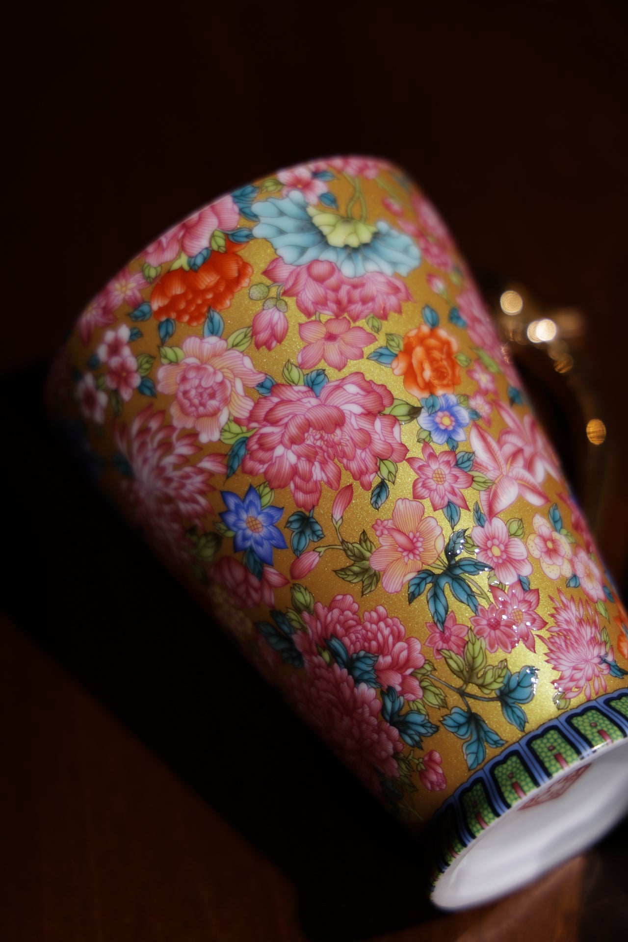 Luxury Floral  Porcelain Tea Cup with Gold Bird Handle-Best Ceramics