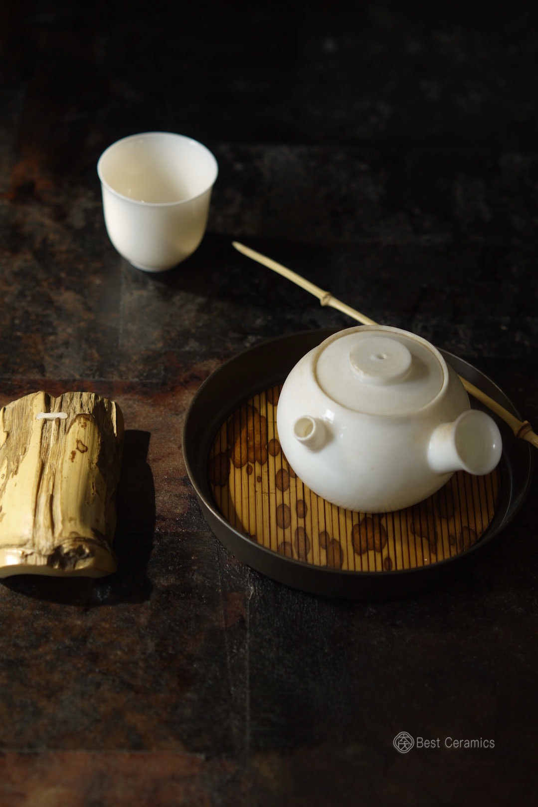 Best Ceramics-Handcrafted Bamboo Vintage Style Chaozhou Kungfu Pot Support