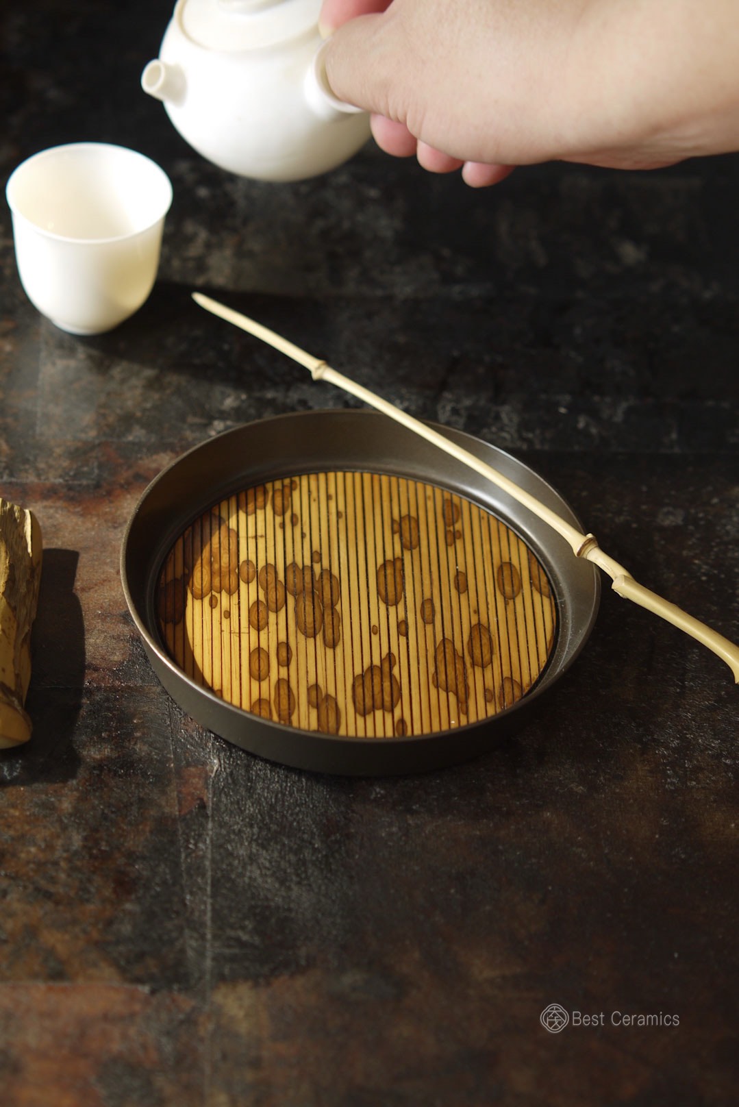 Best Ceramics-Handcrafted Bamboo Vintage Style Chaozhou Kungfu Pot Support