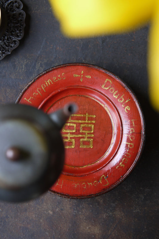 Rustic Double Happiness Wabi-sabi Lacquer Teapot Stand|Best Ceramics