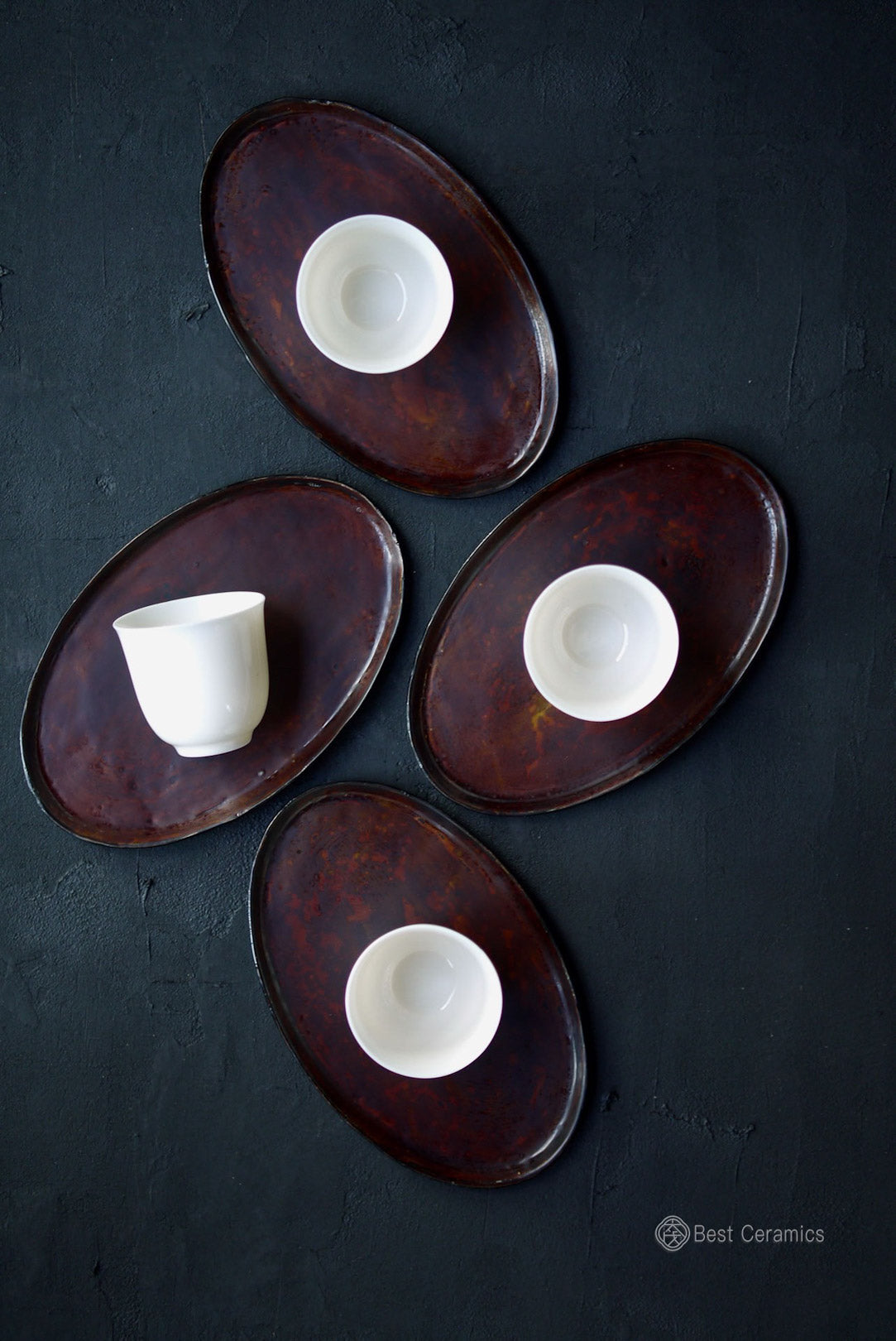 Handcraft Wabi-Sabi Lacquer Artwork Coaster Tea Tray Set|Best Ceramics