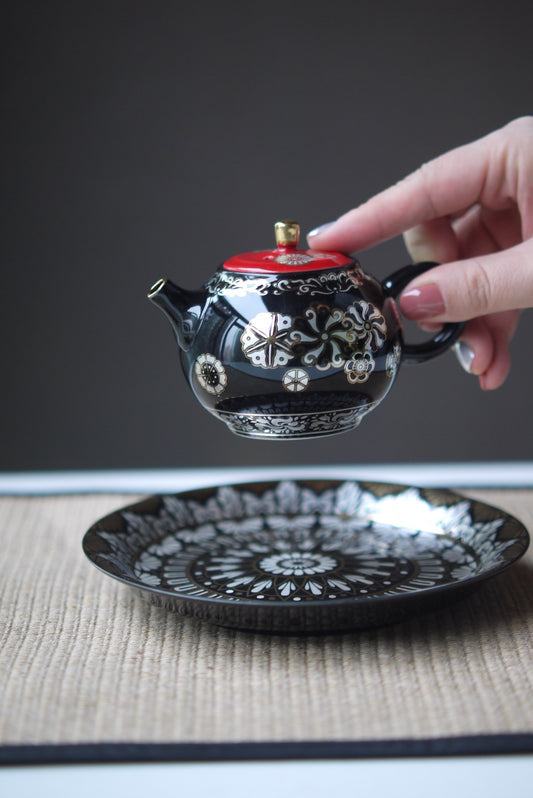 Gorgeous Blank And Silver Painting Chinese Gongfu Teapot Set |Best  Ceramics