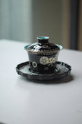 Black Porcelain Gaiwan With Gold Silver Traditional Chines Patterns|Best Ceraimcs