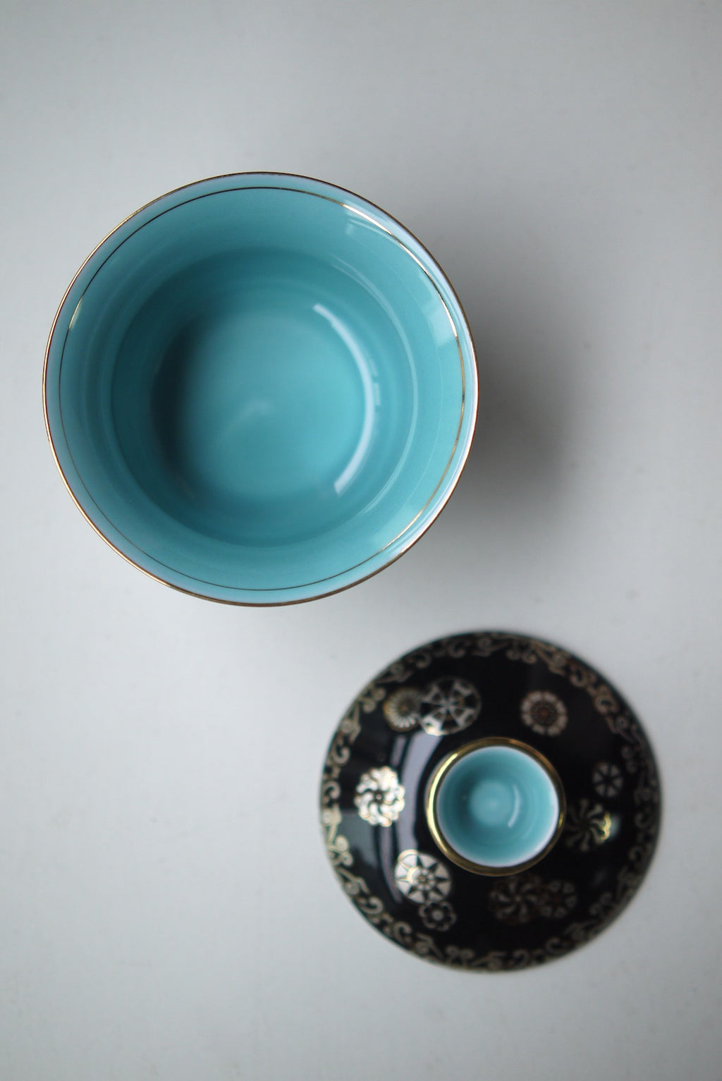 Black Porcelain Gaiwan With Gold Silver Traditional Chines Patterns|Best Ceraimcs