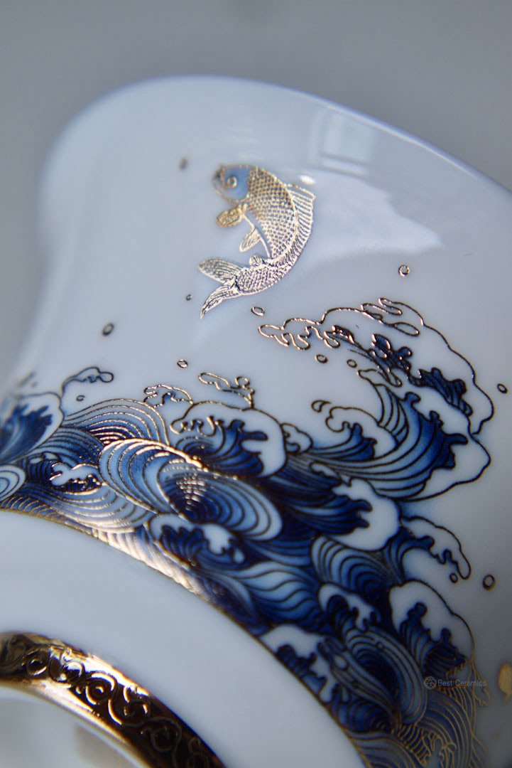 Gorgeous Peacock Blanc De Chine Dehua Porcelain Gaiwan Set |Best Ceramics