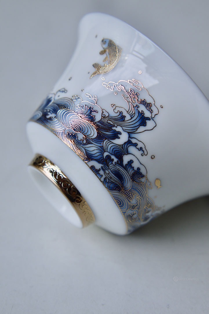 Gorgeous Peacock Blanc De Chine Dehua Porcelain Gaiwan Set |Best Ceramics