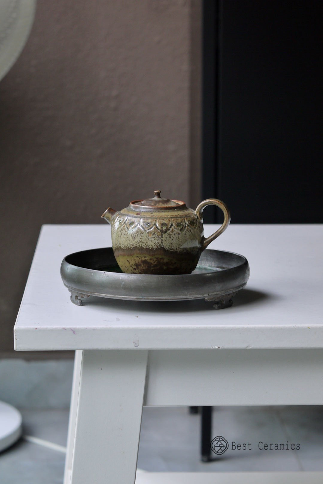 Handcrafted Vintage Lacquered Historic Tin Pot Support|Best Ceramics