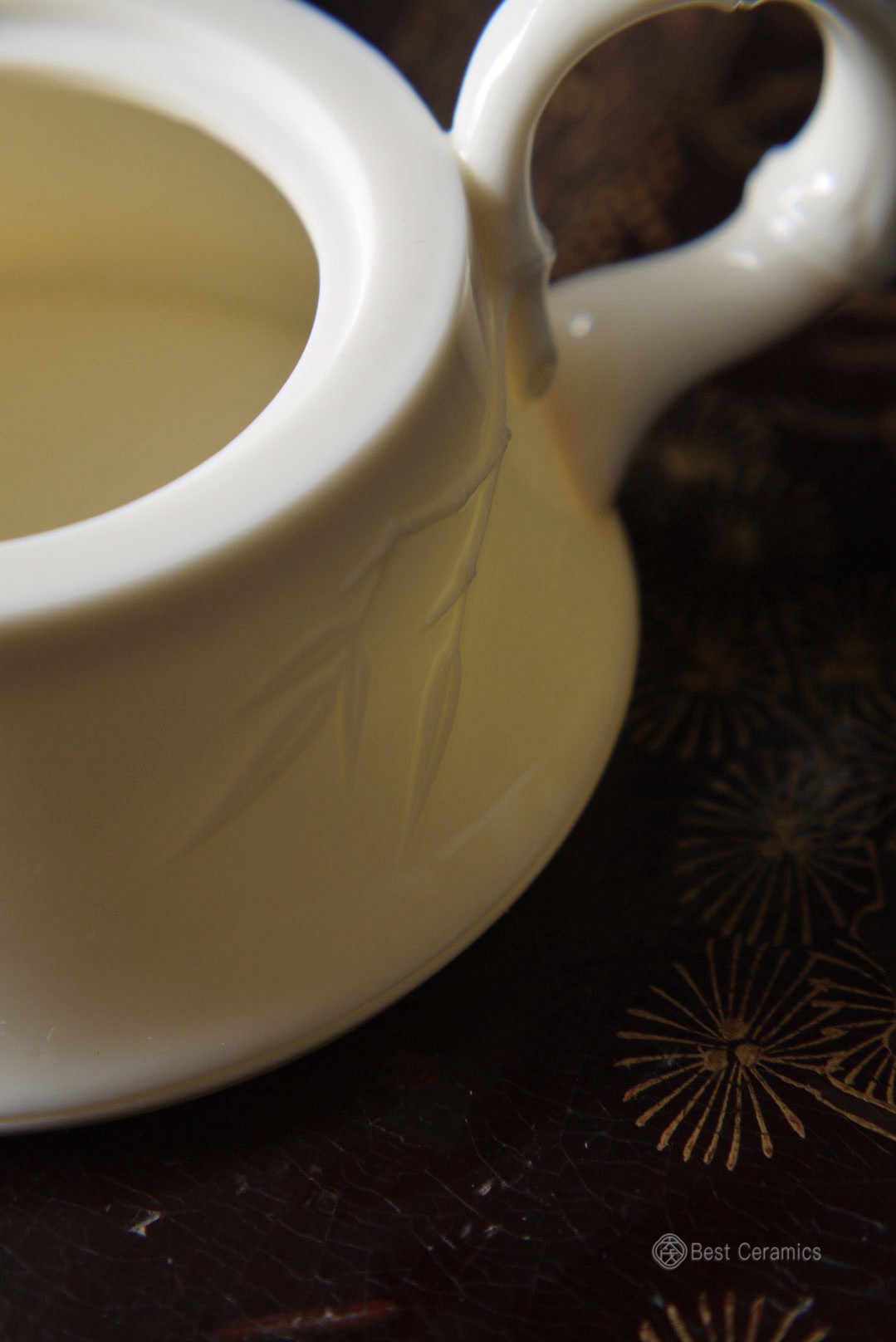 Ivory Jade Porcelain Teapot with Handwritten Poem Bamboo|Best Ceramics