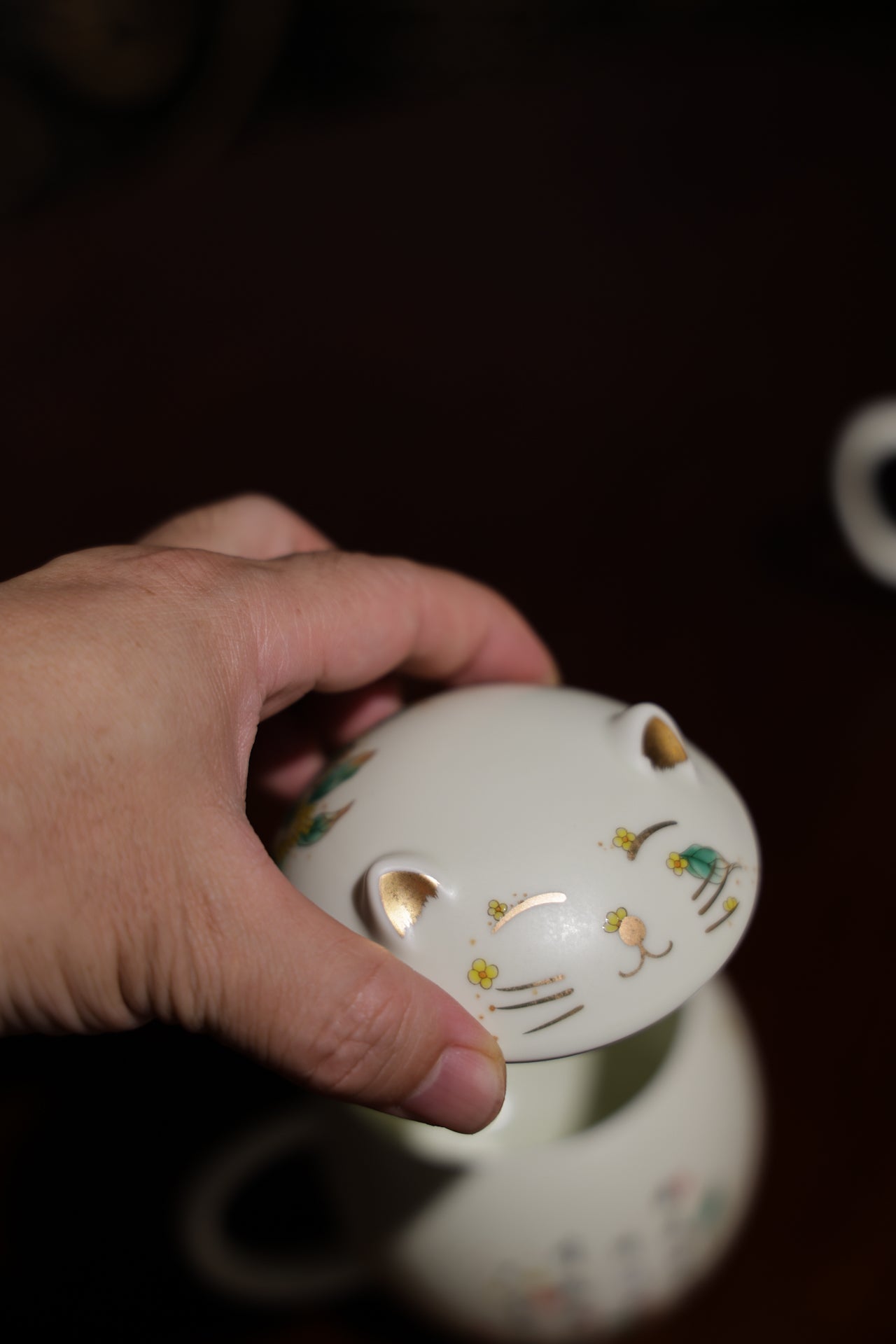 Cute Cat Porcelain Cup with Poetry Gold Accents Tea & Coffee Mug|Best Ceramics