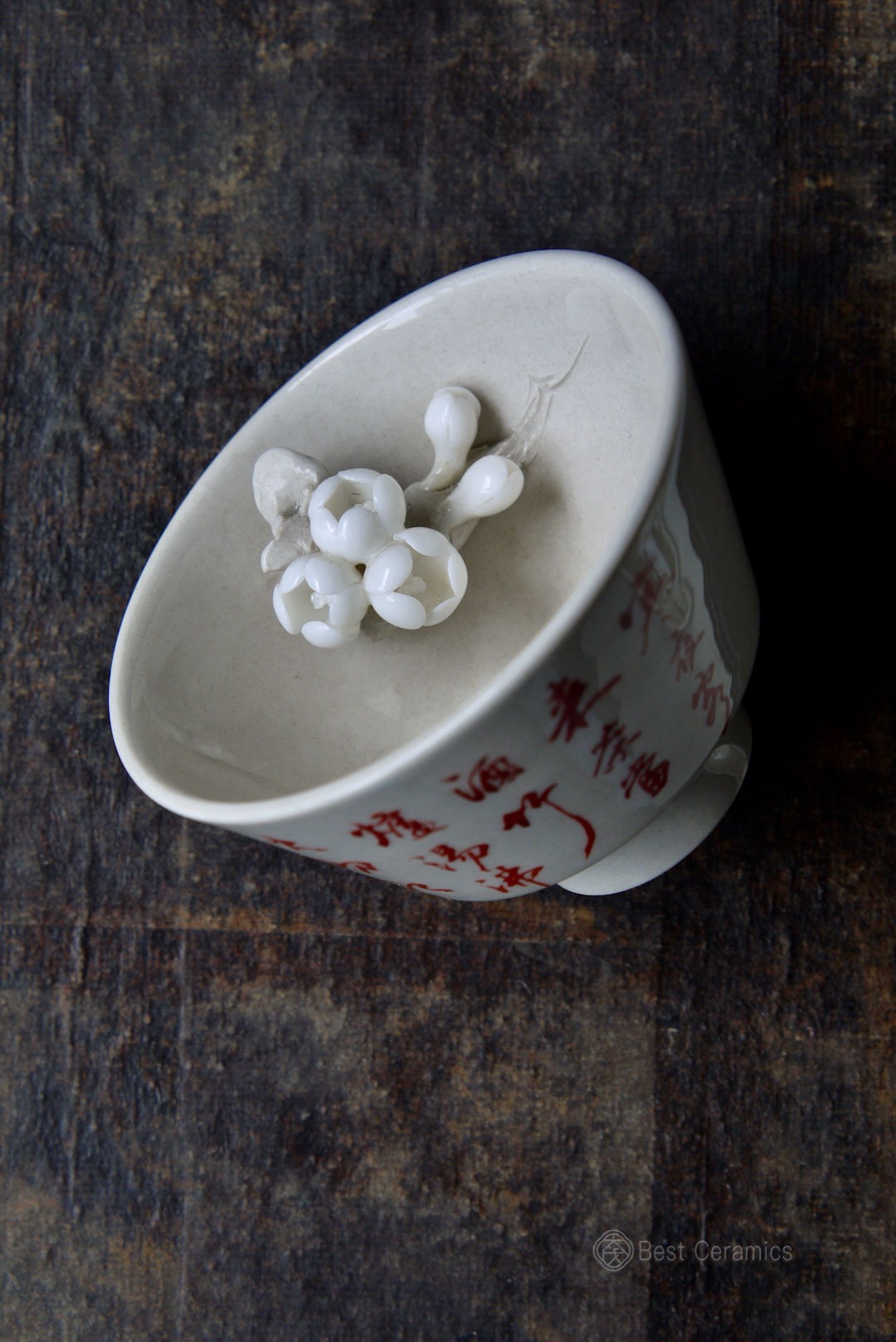 Handmade Dehua Porcelain Unique Blossom Zen Poetic Teacup|Best Ceramics