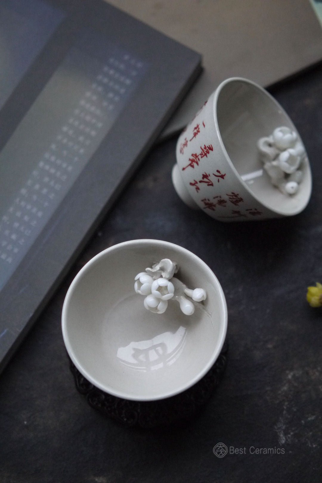 Handmade Dehua Porcelain Unique Blossom Zen Poetic Teacup|Best Ceramics