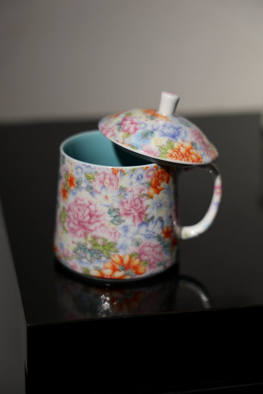 Vintage Chinoiserie Relief with Embossed Millefleurs Mug-Best Ceramics