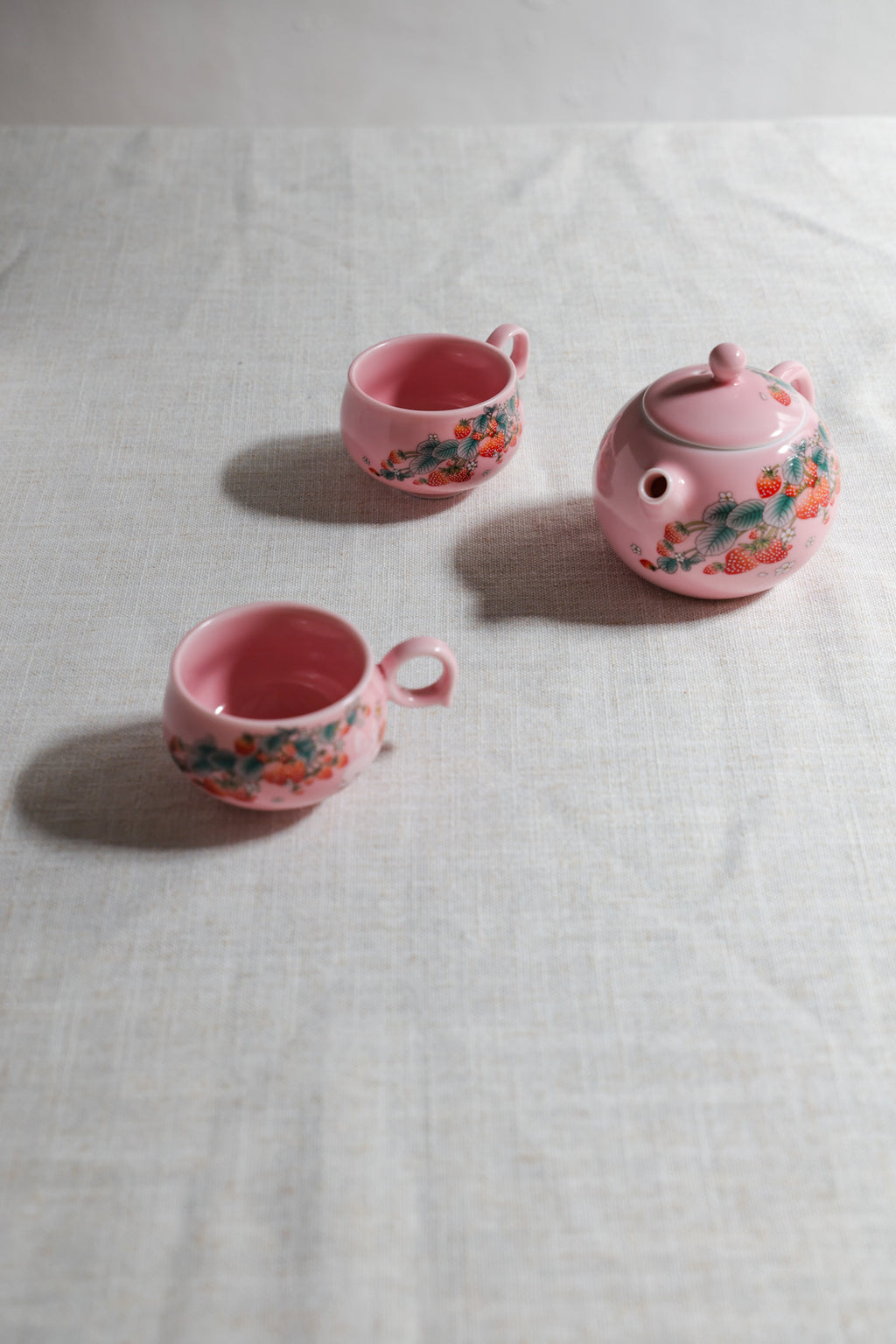 Strawberry Bunny Tea Collection | Matte Pink Hand-Painted Ceramic