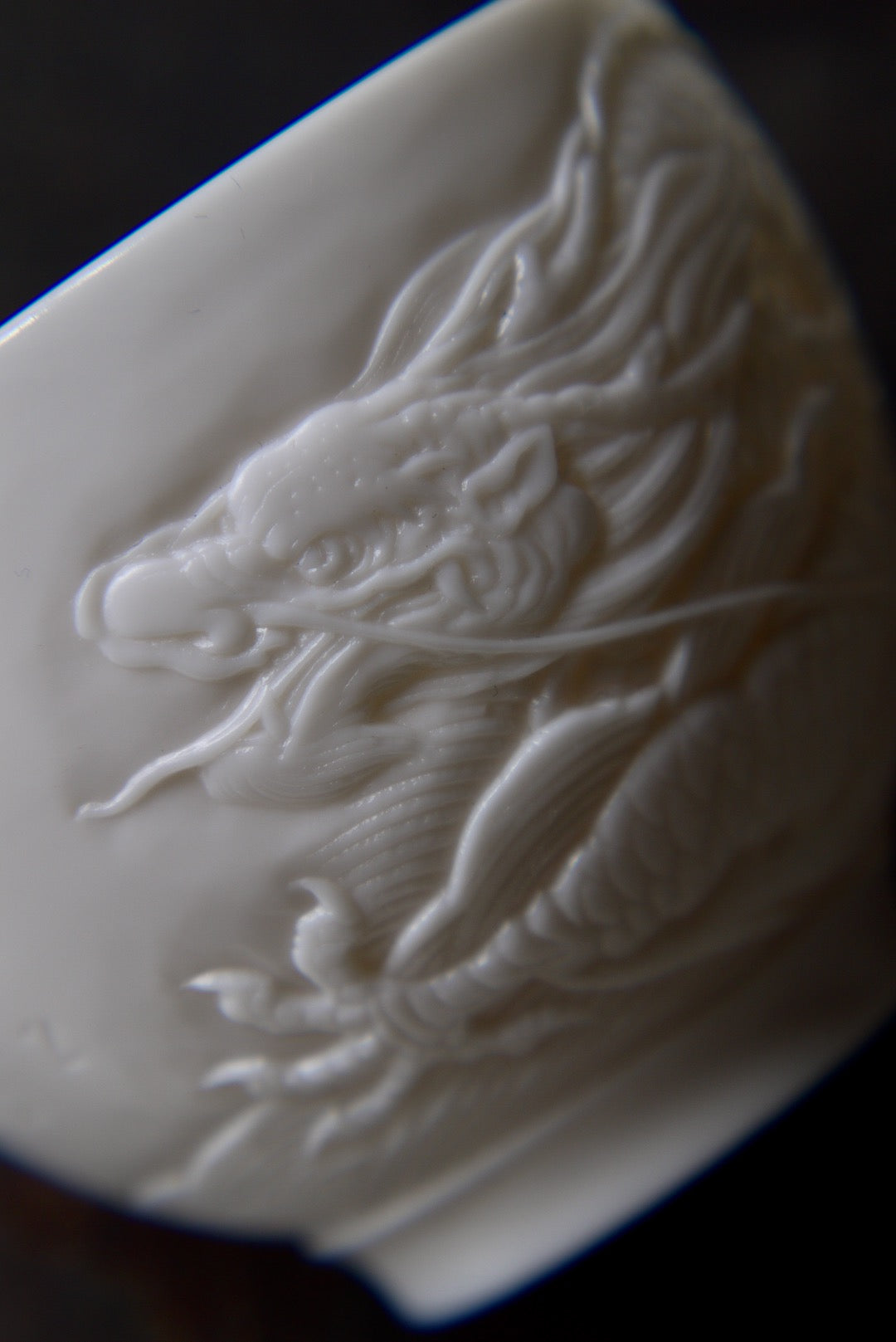 Vintage Style Dehua Jade Porcelain Hand Carved Dragon Teacup|Best Ceramics