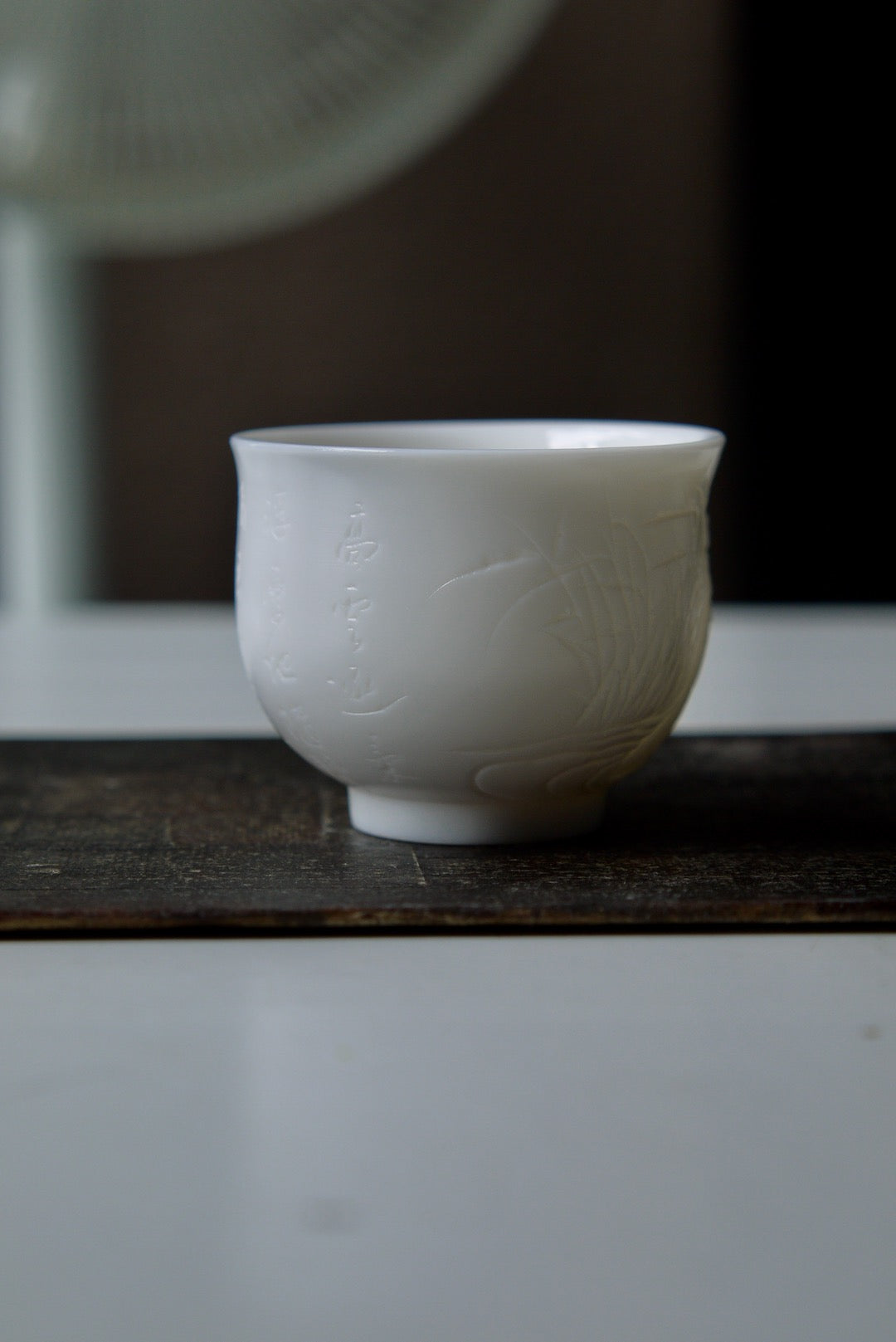 Dehua Jade White Porcelain Hand-Carved Tiger Blanc De Chine Teacup-Best Ceramics