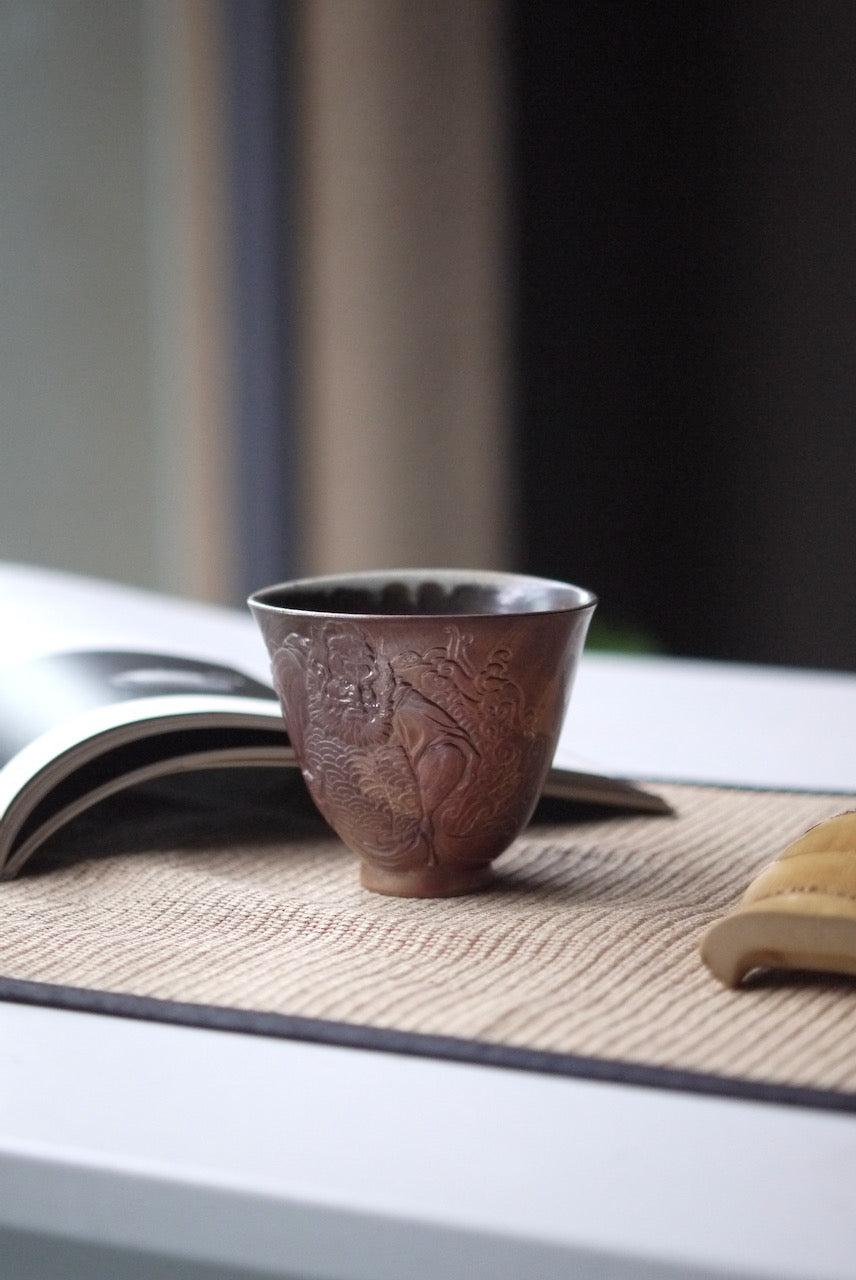 Hand Sculpture Wood fired Chinese Ceramics Teacup BestCeramics