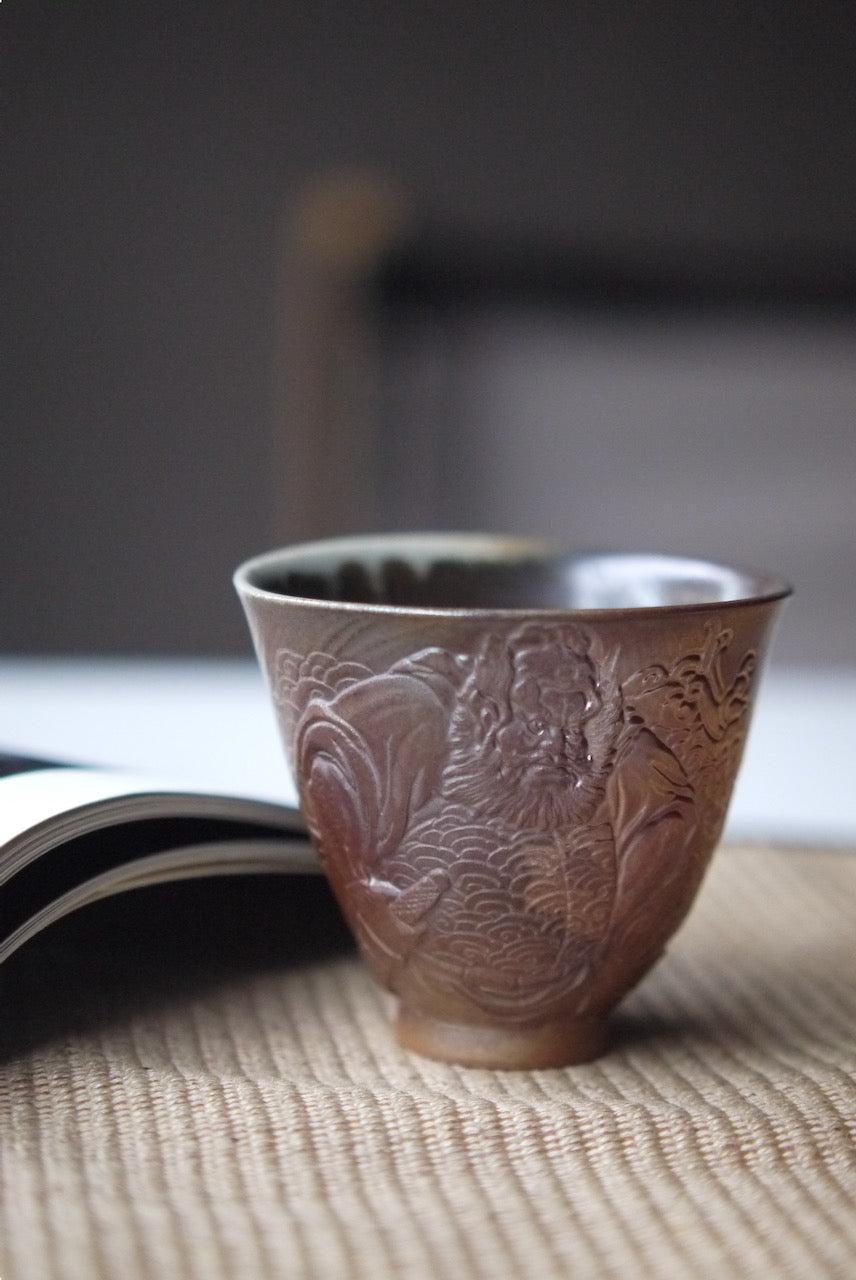 Hand Sculpture Wood fired Chinese Ceramics Teacup BestCeramics