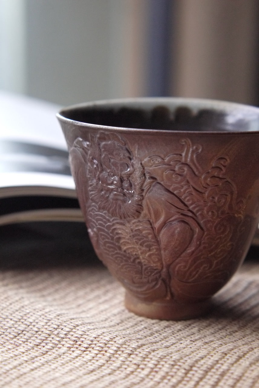 Hand Sculpture Wood fired Chinese Ceramics Teacup BestCeramics