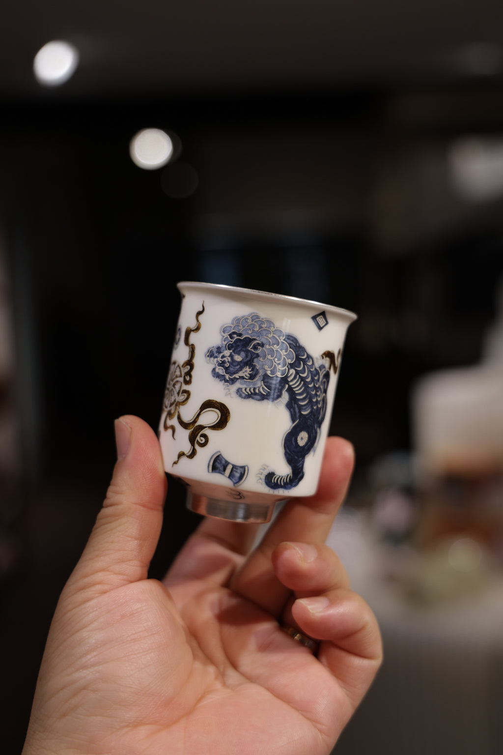 Wabi-sabi Guardian Silver Lion Jade Porcelain Teacup|Best Ceramics