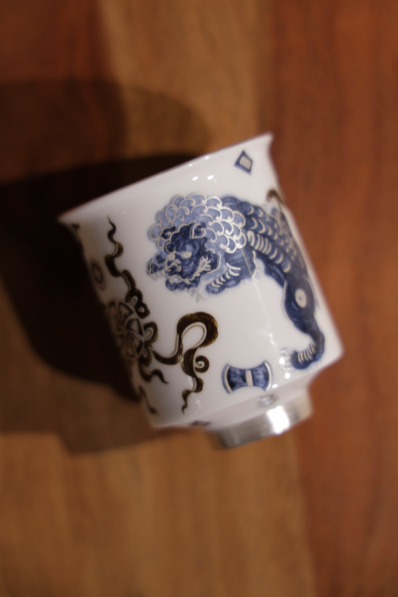 Wabi-sabi Guardian Silver Lion Jade Porcelain Teacup|Best Ceramics