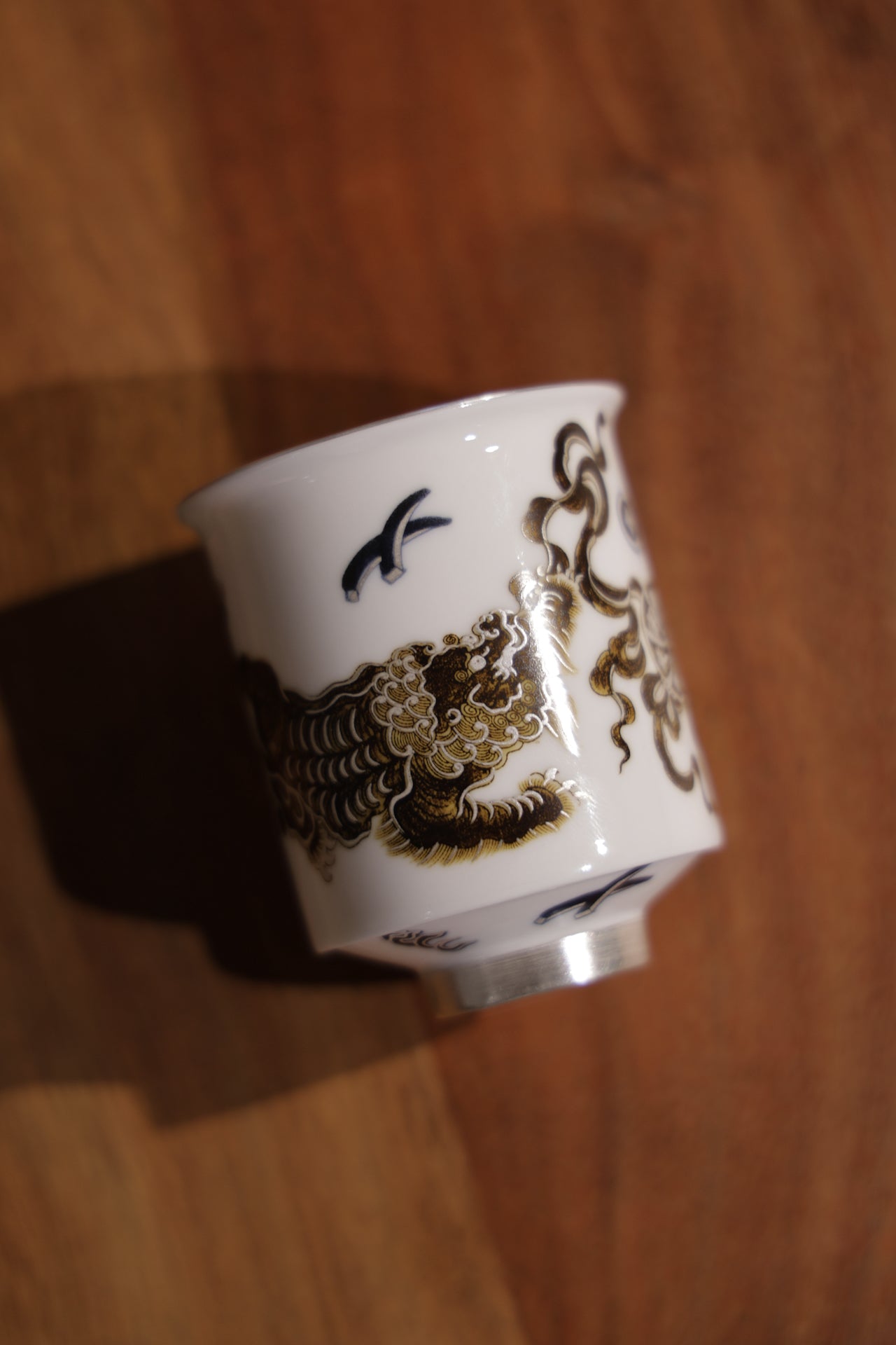 Wabi-sabi Guardian Silver Lion Jade Porcelain Teacup|Best Ceramics