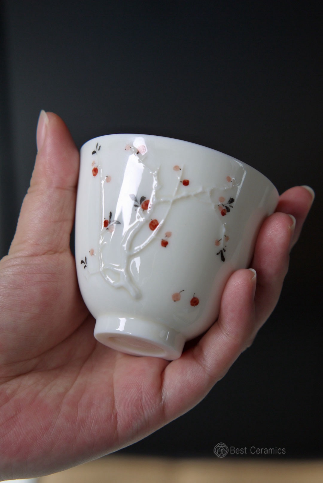 Handcrafted Dehua Jade Porcelain Floral Tea Coffee Cup-Best Ceramics