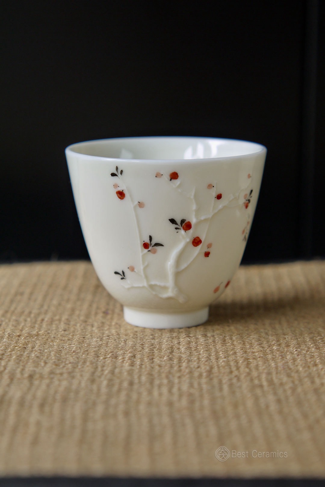 Handcrafted Dehua Jade Porcelain Floral Tea Coffee Cup-Best Ceramics