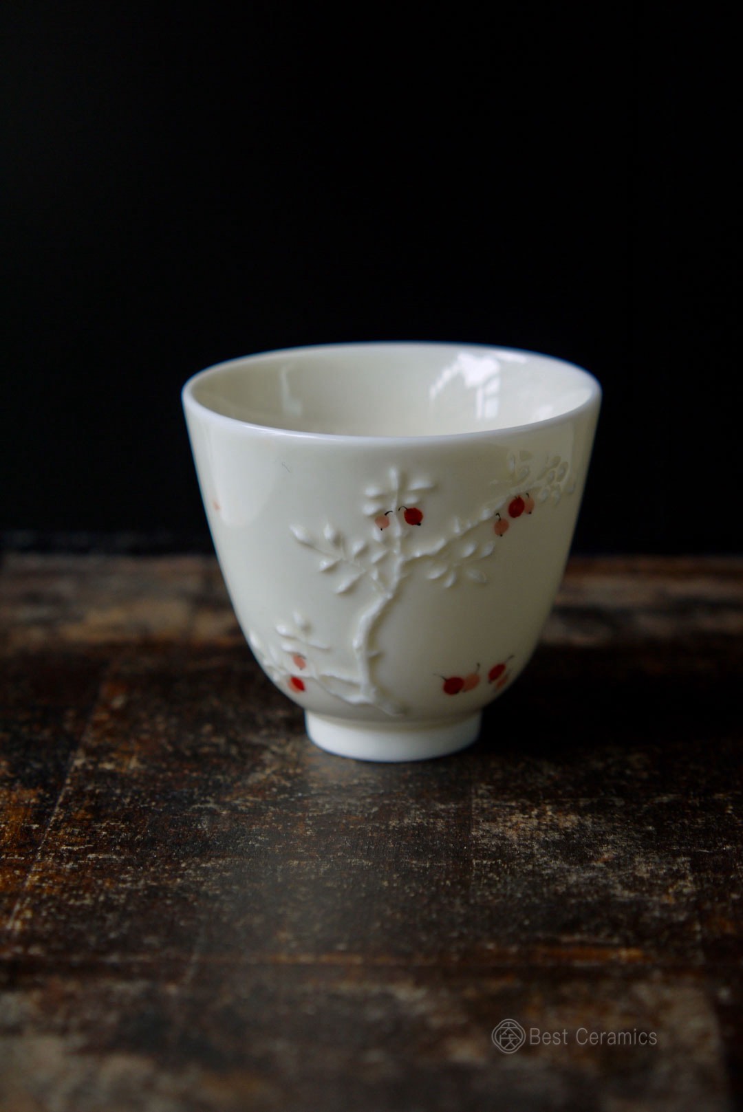 Handcrafted Dehua Jade Porcelain Floral Tea Coffee Cup-Best Ceramics