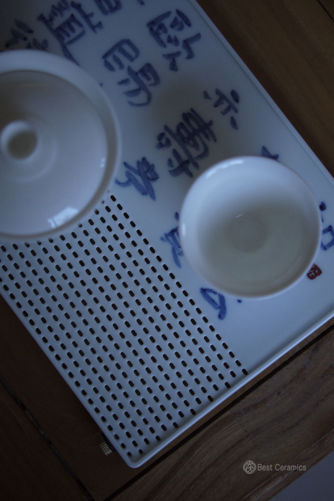 Dehua Blue And White Calligraphy Art Porcelain Tea Tray|Best Ceramics