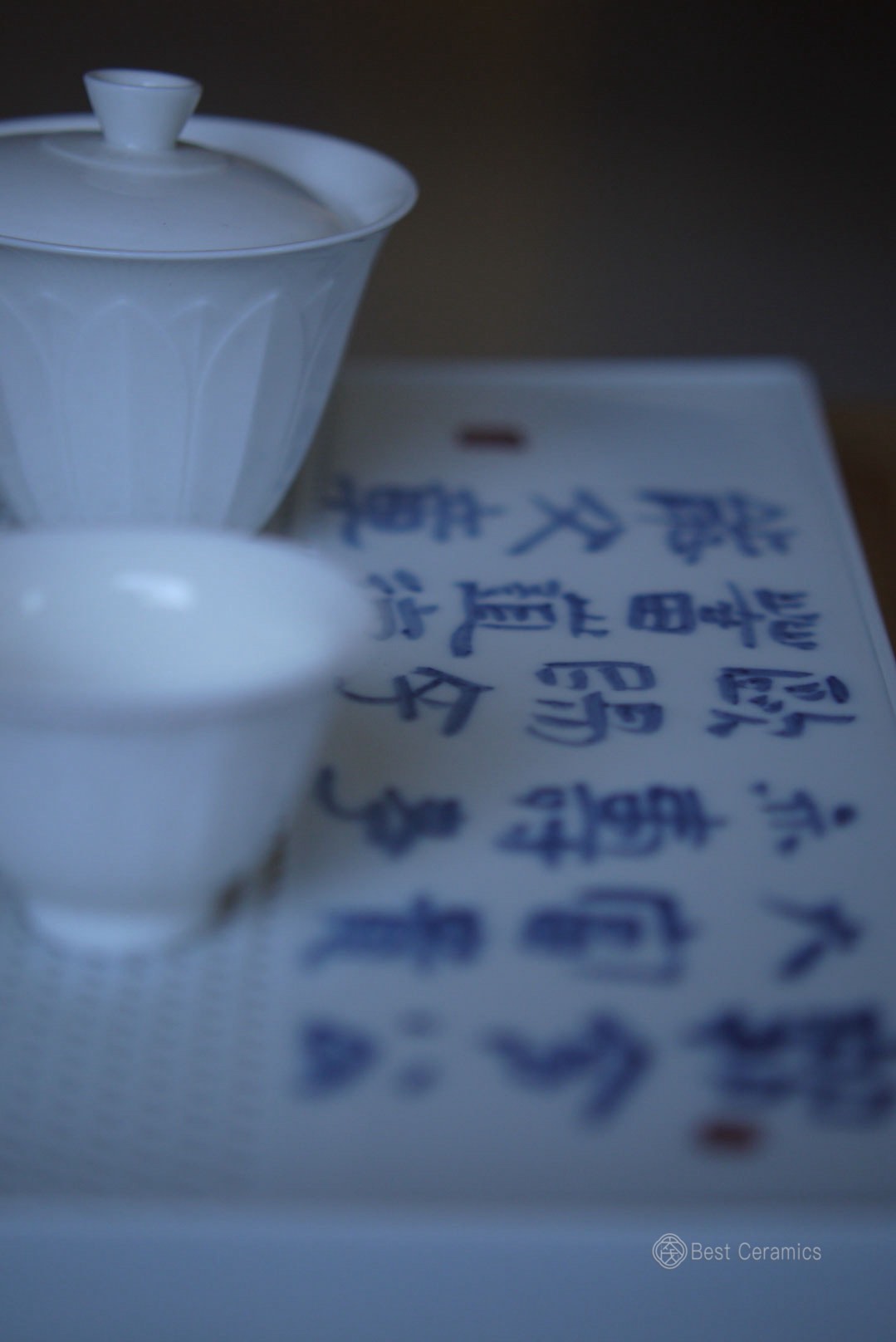 Dehua Blue And White Calligraphy Art Porcelain Tea Tray|Best Ceramics