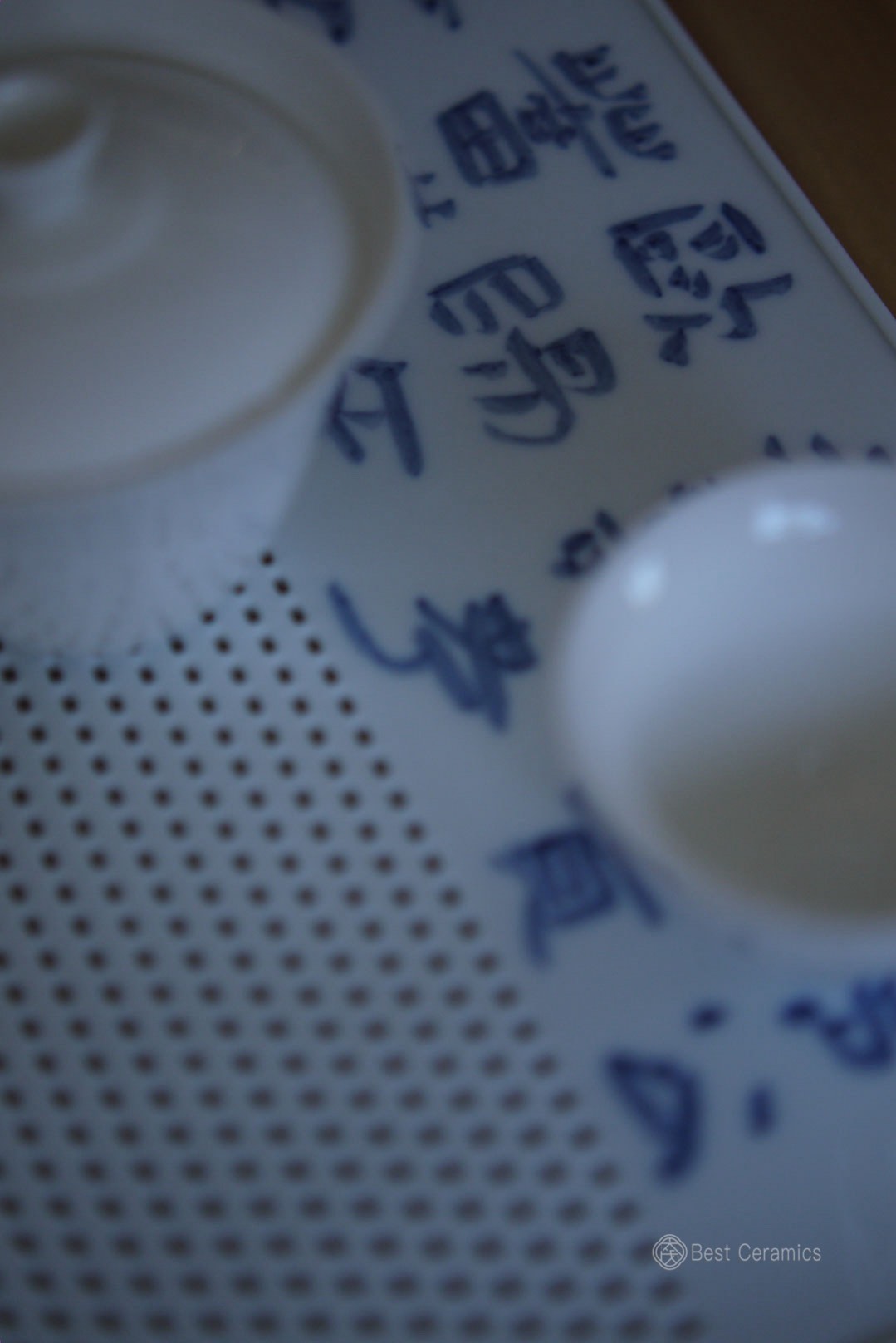 Dehua Blue And White Calligraphy Art Porcelain Tea Tray|Best Ceramics