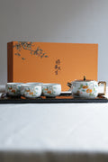 Auspicious Harvest Tea Set | Persimmon Teapot with 4 Peanut Cups