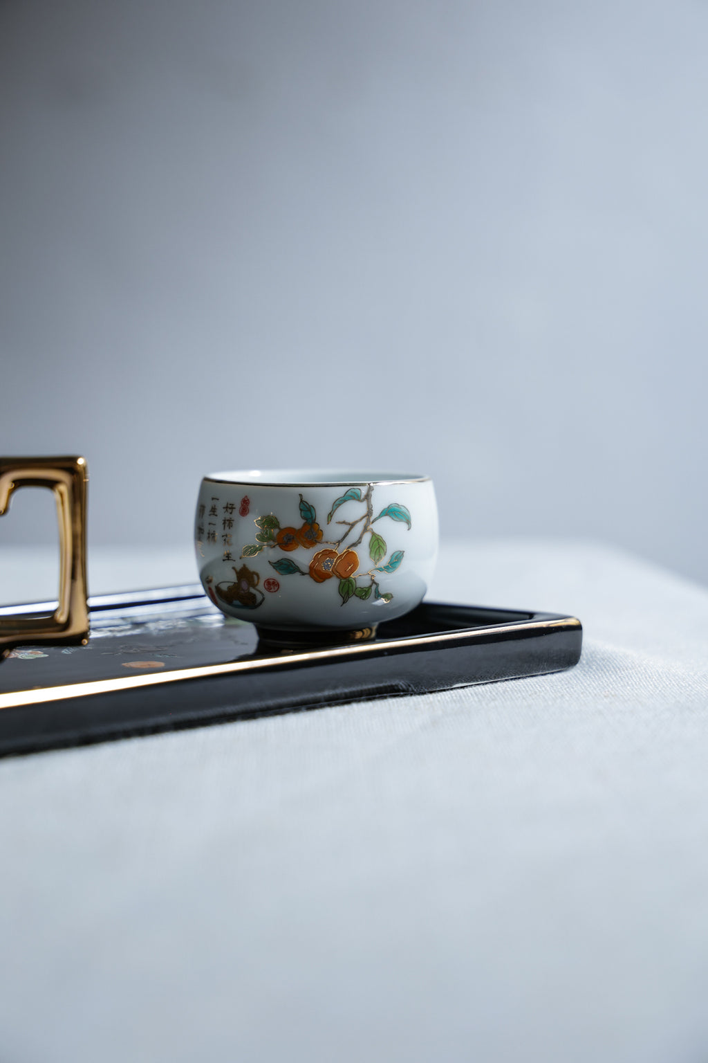 Auspicious Harvest Tea Set | Persimmon Teapot with 4 Peanut Cups