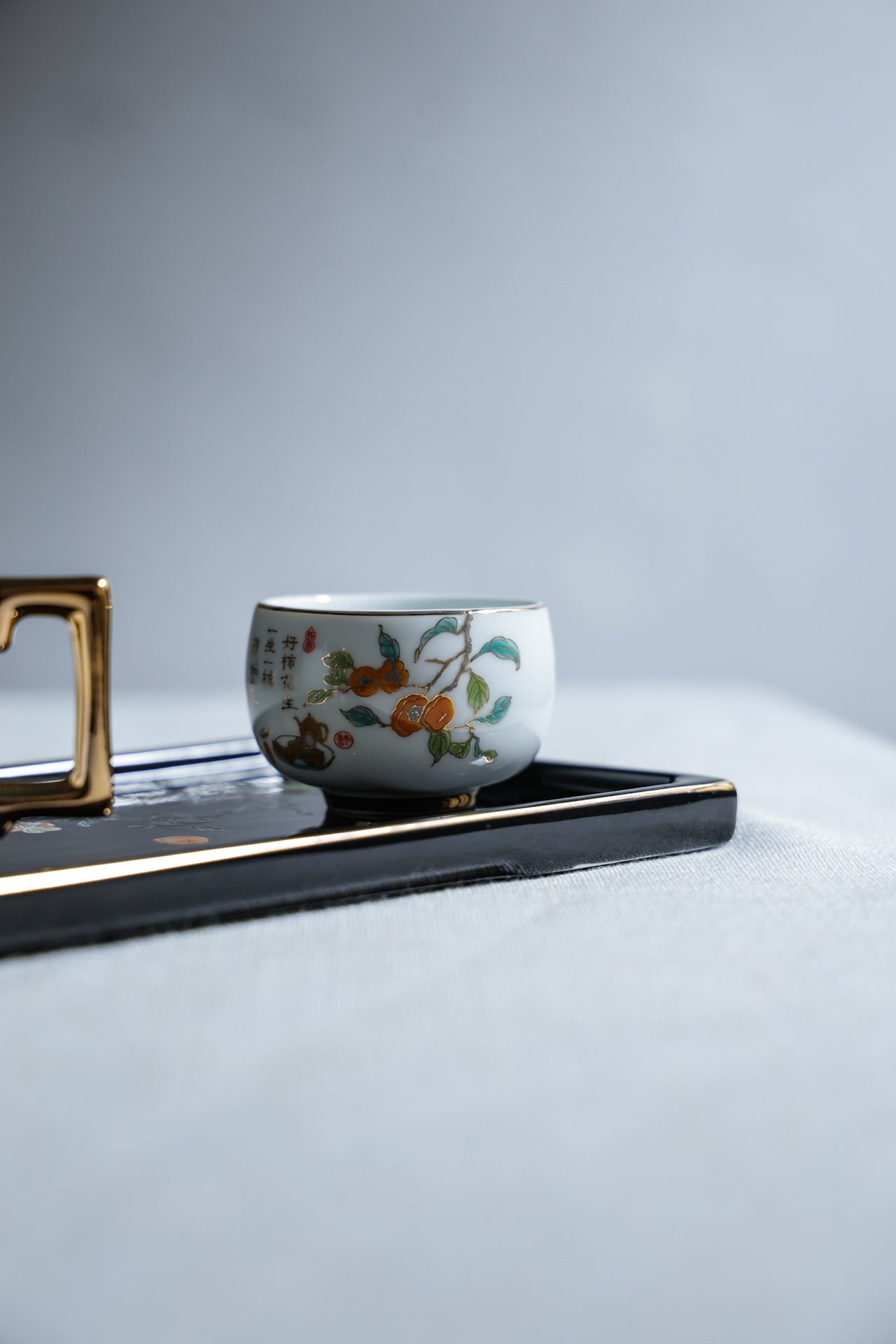 Auspicious Harvest Tea Set | Persimmon Teapot with 4 Peanut Cups