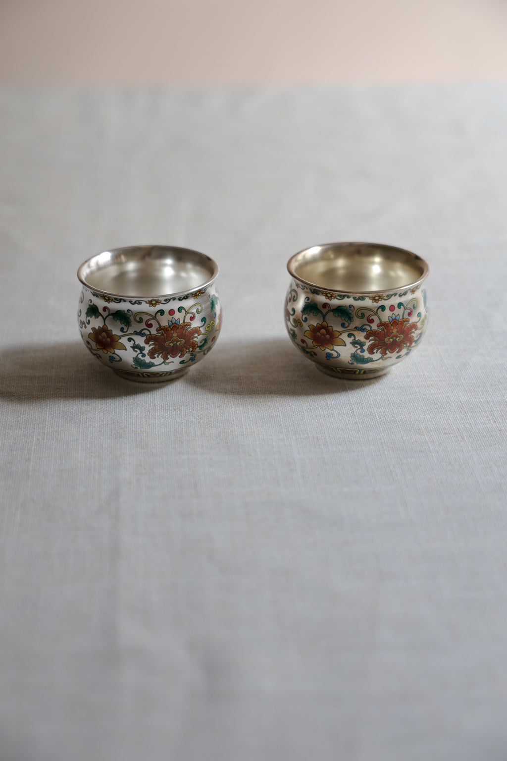 Hand-Painted Silver & Floral Teaset