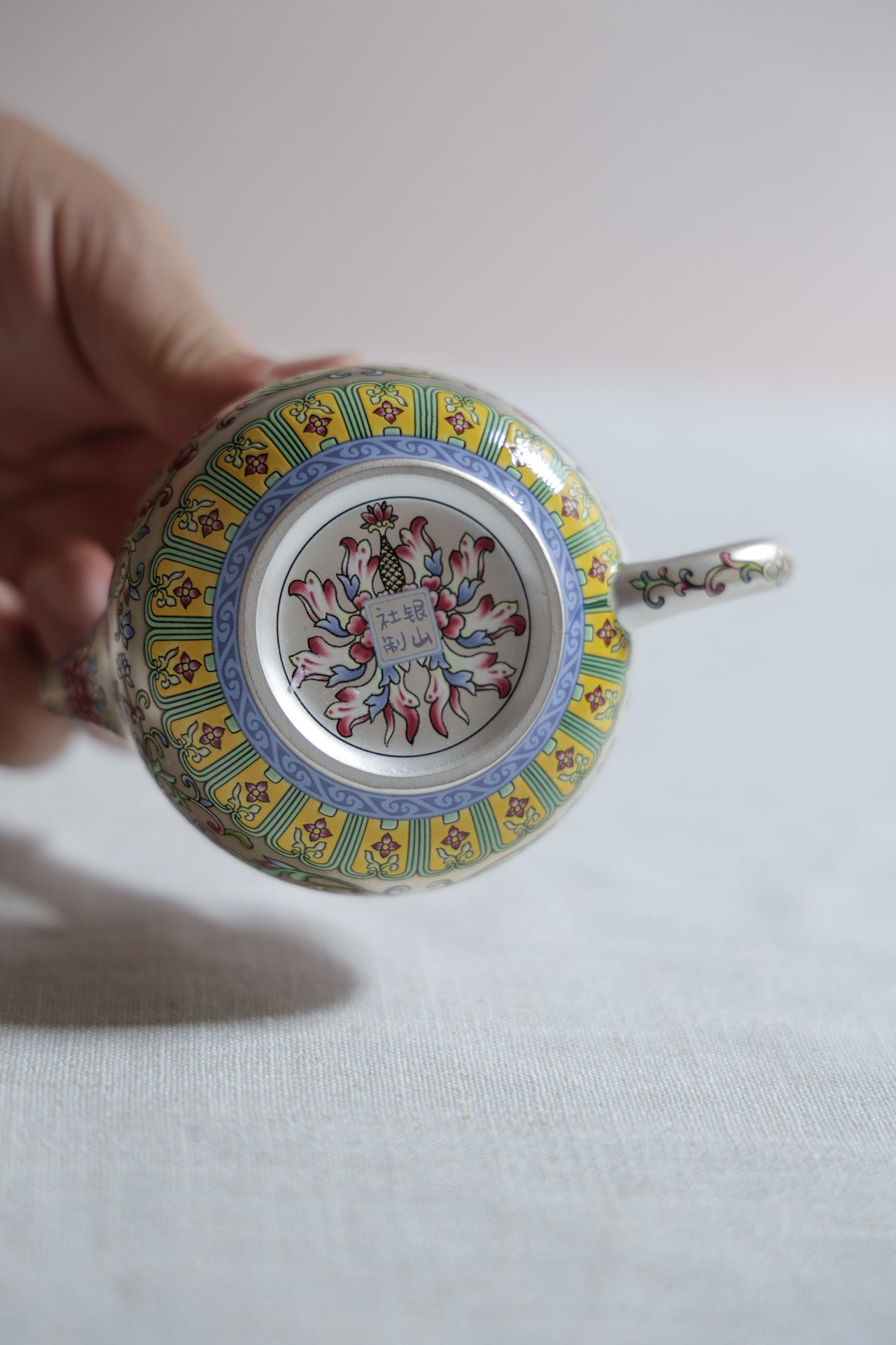 Hand-Painted Silver & Floral Teaset